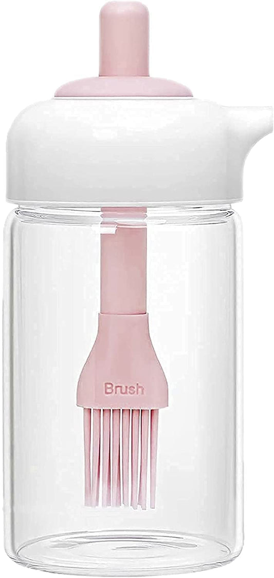 MAPPERZ 2in1 Oil Dispenser with Silicone Oil Brush – 250ml Capacity, Perfect for Precise Oil Application in Cooking and Grilling Transparent Jar, Bottle, Easy to Use- (Pack of 1)