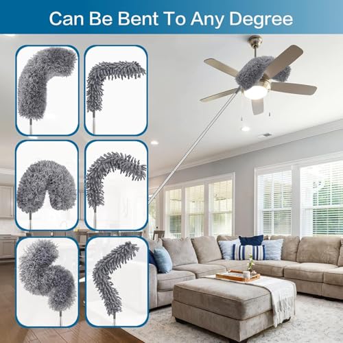 MAPPERZ Telescoping Microfiber Dusters for Dust Cleaning Feather Duster with (2.50mtr) Extendable Handle Dusting Cleaning Tools for Inaccessible Area, Ceiling Fan, Furniture (Pack of 1)