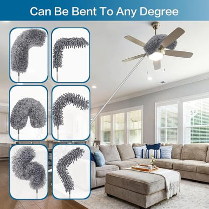 MAPPERZ Telescoping Microfiber Dusters for Dust Cleaning Feather Duster with (2.50mtr) Extendable Handle Dusting Cleaning Tools for Inaccessible Area, Ceiling Fan, Furniture (Pack of 1)