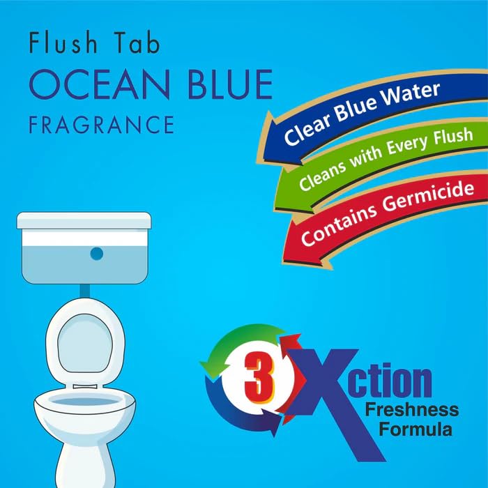 MAPPERZ Ocean Blue Toilet Cleaner Flush Tabs: 100g Effervescent Formula for Powerful Cleaning and Freshness in Every Flush. Easy to Use- Set of 2 (Pack of 1)