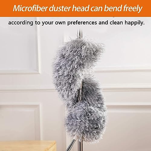MAPPERZ Telescoping Microfiber Dusters for Dust Cleaning Feather Duster with (2.50mtr) Extendable Handle Dusting Cleaning Tools for Inaccessible Area, Ceiling Fan, Furniture (Pack of 1)