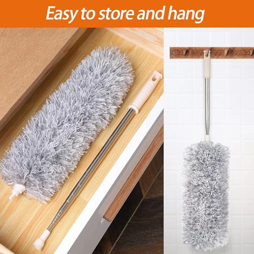 MAPPERZ Telescoping Microfiber Dusters for Dust Cleaning Feather Duster with (2.50mtr) Extendable Handle Dusting Cleaning Tools for Inaccessible Area, Ceiling Fan, Furniture (Pack of 1)