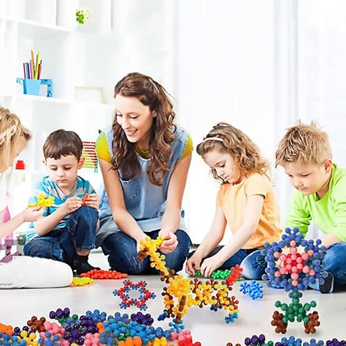 MAPPERZ Colourful Star Shaped Interlocking Blocks: Fun Building Toy Game for Kids, Enhance Creativity, Develop Motor Skills, Educational Playtime for Imaginative Adventures (100 Peice)-Set of 1
