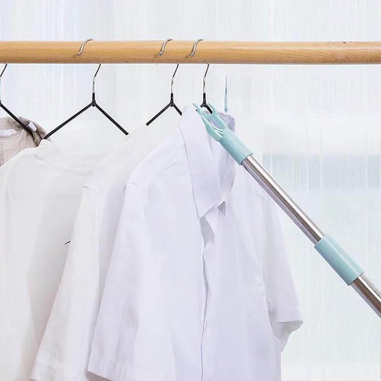 MAPPERZ Telescopic Clothes Hanging Rod, Pole Hook Hanger, Stainless Steel Stitching Clothes, 1Mtr. Extendable Pole Reach Hook Drying Hook Stick Dress Garment Rack Clothes Drying Stick (Pack of 1)