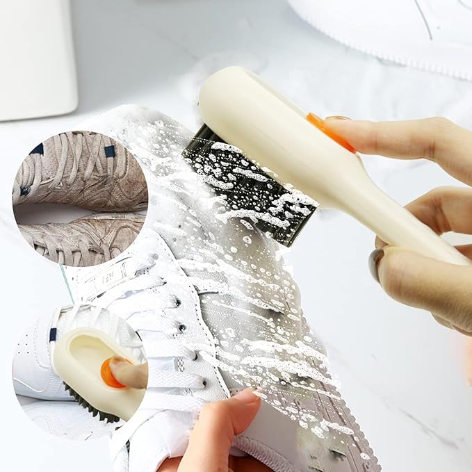 MAPPERZ Shoe Cleaning Brush with Liquid Soap Dispenser, Multifunctional Cleaning Brush, Soft Bristle Long Handle Shoe Scrubbing Reusable Washing Shoe Brush (Pack of 1)