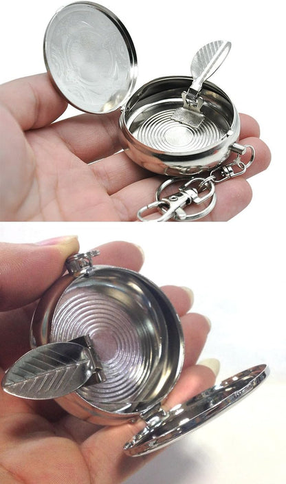 MAPPERZ Mini Ashtray with Keychain, Pocket Size Stainless Steel Portable Ashtray Key Chain with Cigarette Snuffer Vehicle Cigarette, Modern Ash Holder, Box for Outdoor Indoor Use (Pack of 1)