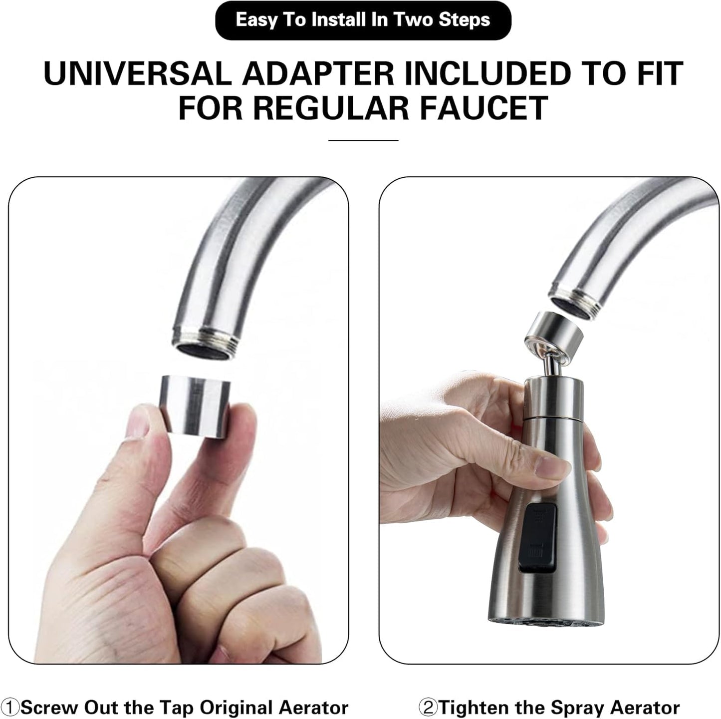 MAPPERZ 3-Mode Kitchen Sink Water Faucet, 360 Degree Rotation Sink Sprayer Head Big Angle, Multi Functional Kitchen Anti Splash Long Aerator Water Saving Nozzle Spray Faucet Top (Pack of 1)