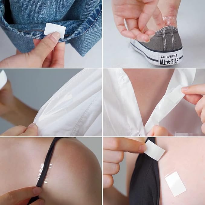 MAPPERZ Double Sided Magic Stickers Tape, One-off Body Clothing, Bra Strip Tape, Clothes Dress, Bra Skin, Bikini, Tape For Shirt Gap, fashion dressing Tape, Transparent Color, Pack Of 4(144 Tapes)