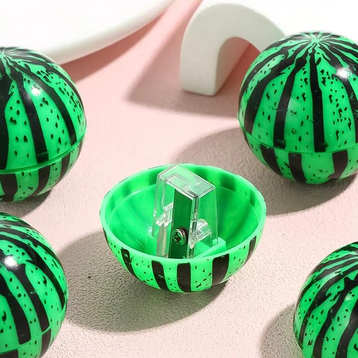 MAPPERZ Fun Watermelon and Basketball Shaped Pencil Sharpeners – Add Playful Flair to Your Stationery with These Cute, Functional Accessories Perfect for Home, School