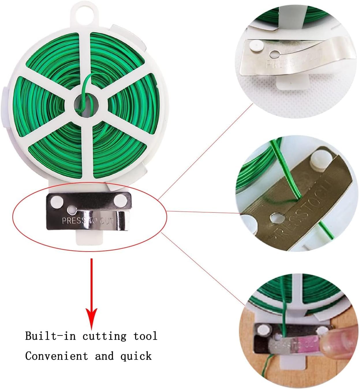 MAPPERZ 50 Meter Green PVC Stretchable Twist Tie Wire Spool with Cutter for Gardening, Yard, and Plant Support – Durable and Convenient Tool- (Set of 1)