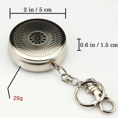 MAPPERZ Mini Ashtray with Keychain, Pocket Size Stainless Steel Portable Ashtray Key Chain with Cigarette Snuffer Vehicle Cigarette, Modern Ash Holder, Box for Outdoor Indoor Use (Pack of 1)