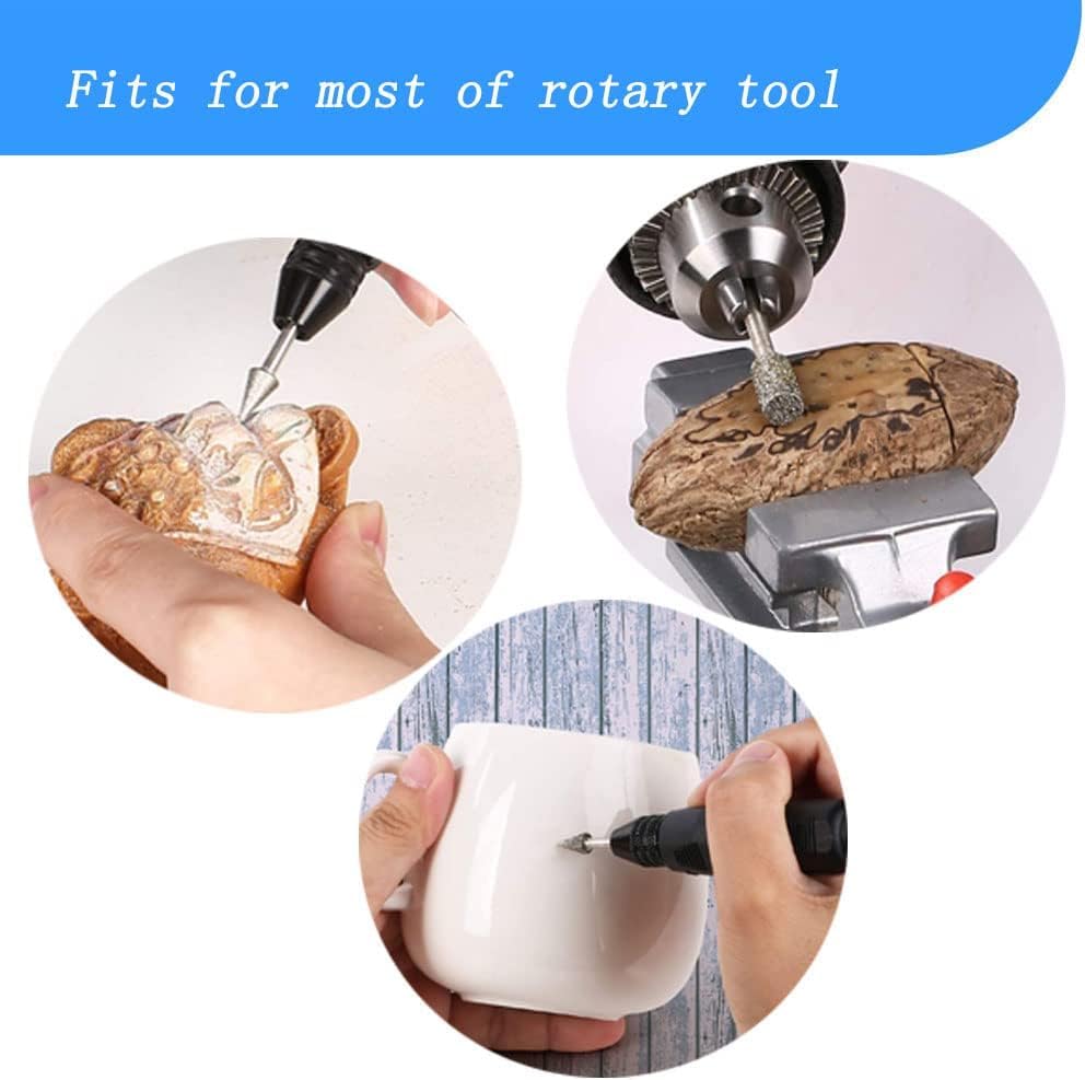 MAPPERZ Diamond Polishing Grinding Head Mounted Points Grinding Bit Needle For Dremel Rotary Tools, Grinding Polishing Kit (10 Pcs)