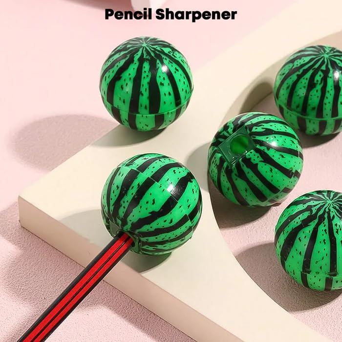 MAPPERZ Fun Watermelon and Basketball Shaped Pencil Sharpeners – Add Playful Flair to Your Stationery with These Cute, Functional Accessories Perfect for Home, School