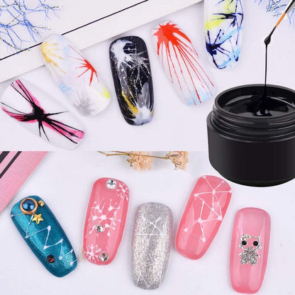 MAPPERZ 4 Colors Spider Gel, New Upgraded Matrices Spider Gel Nail Designs Paint Wire Drawing Gel Polish for Nail Line (Red, Pink, Yellow, Orange)