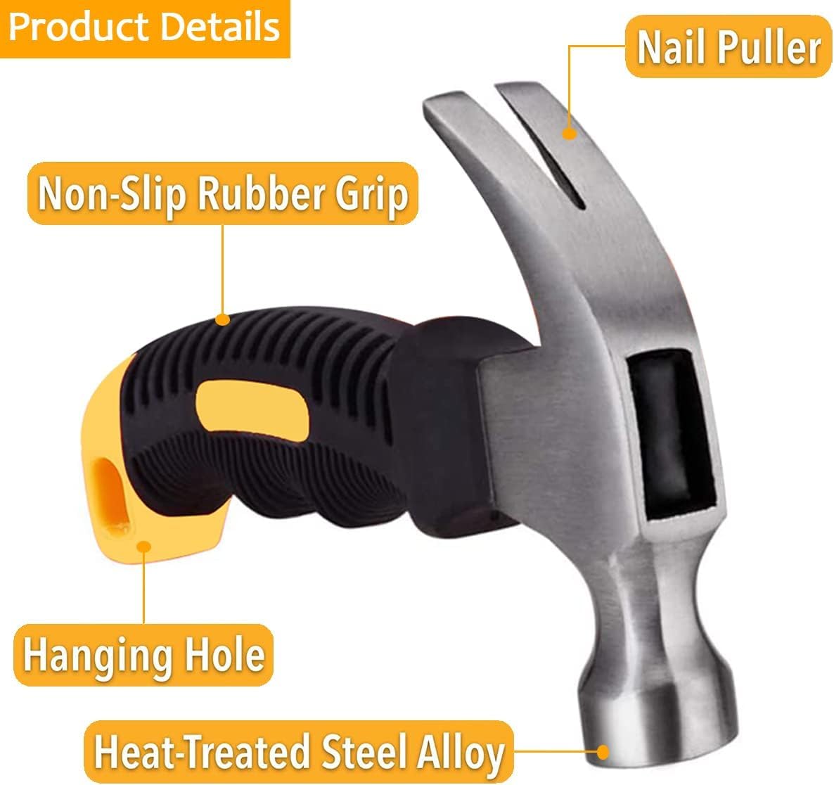 MAPPERZ Mini Handy Hammer with Non Slip Hand Grip Handle, Small Claw Hammer for Household Work, Camping General Repairs and Mantenance, Multipurpose Use (Random Color) Pack of 1
