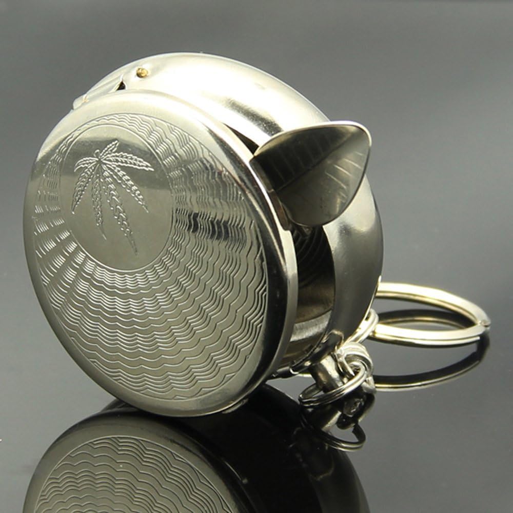 MAPPERZ Mini Ashtray with Keychain, Pocket Size Stainless Steel Portable Ashtray Key Chain with Cigarette Snuffer Vehicle Cigarette, Modern Ash Holder, Box for Outdoor Indoor Use (Pack of 1)