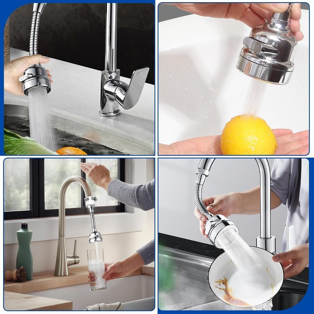 MAPPERZ Universal Faucet Bubbler: 360° Swivel Tap Nozzle with Water-Saving Filter, Anti-Splash Design, Pressurized Diffuser for Kitchen and Bathroom. Enhance Your Faucet’s Efficiency and usability