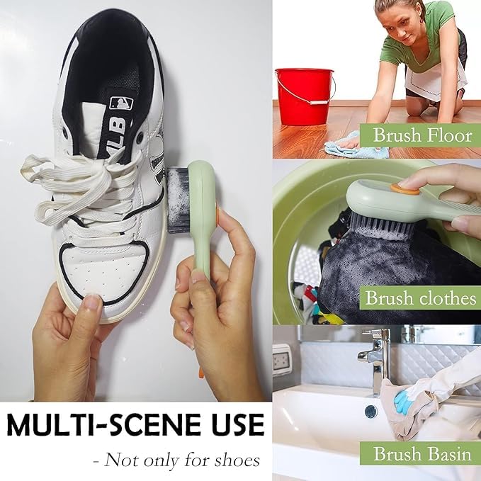 MAPPERZ Shoe Cleaning Brush with Liquid Soap Dispenser, Multifunctional Cleaning Brush, Soft Bristle Long Handle Shoe Scrubbing Reusable Washing Shoe Brush (Pack of 1)