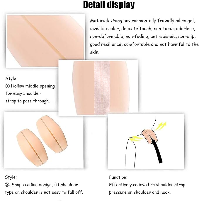 MAPPERZ Women's Soft Silicone Bra Strap Cushions Holder Non-slip Pliable Shoulder Protectors Comfortable Pads, Pack Of 2 Pair