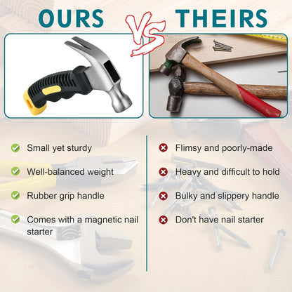 MAPPERZ Mini Handy Hammer with Non Slip Hand Grip Handle, Small Claw Hammer for Household Work, Camping General Repairs and Mantenance, Multipurpose Use (Random Color) Pack of 1