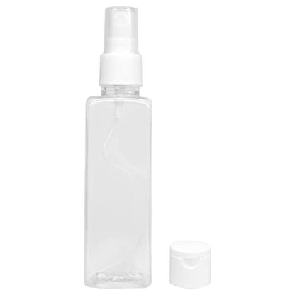 MAPPERZ Plastic Pump Bottle Spray Dispenser, Clear Empty Fine Mist Plastic Mini Travel Rectangular Bottle, Portable Refillable Makeup Sprayer Container for Perfume, Liquid, With Flip Top Cap,PC- 1