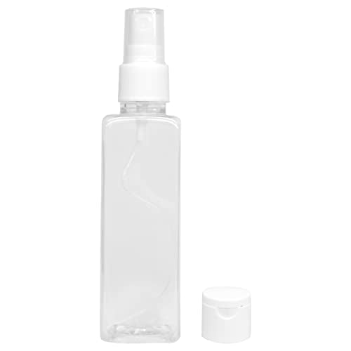 MAPPERZ Plastic Pump Bottle Spray Dispenser, Clear Empty Fine Mist Plastic Mini Travel Rectangular Bottle, Portable Refillable Makeup Sprayer Container for Perfume, Liquid, With Flip Top Cap,PC- 1