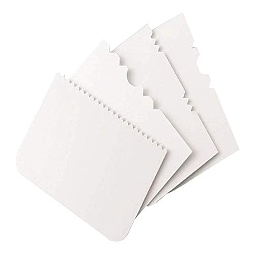 MAPPERZ Cake Cutter/Chopper/Smoother Icing Fondant Cake Decorating Pastry Baking Tool Dough Bench Scraper - White (Pack of 4)