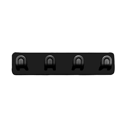 MAPPERZ Plastic Self Adhesive 4 Hooks in 1 Layer Multipurpose Hanger Hooks Wall Hanging Stand (Black)