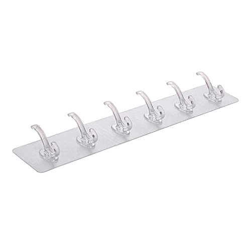 MAPPERZ 6 in 1 Self Adhesive Heavy Duty Wall Hook/ No Drilling for Bathroom Shower Kitchen Installation Hanging, Waterproof Transparent Hook