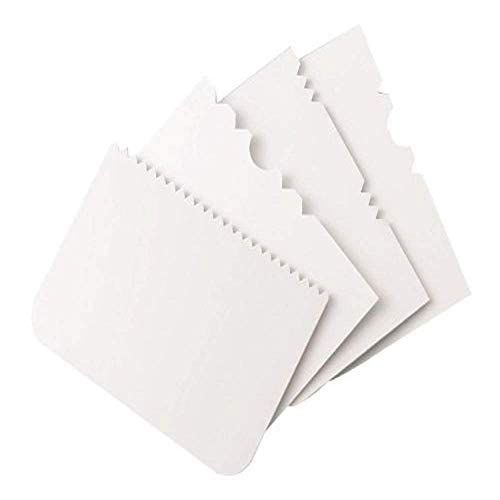 MAPPERZ Dough Bench Scraper Cake Cutter/Chopper/Smoother Icing Fondant Cake Decorating Pastry Baking Tool - Pack of 4 (White)