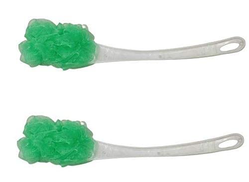 MAPPERZ Loofah Long Handle Bath Body Brush/Loofah On a Stick for Men Women Body Wash/Soft Nylon Mesh Sponge for Shower - Multicolor (Pack of 2)
