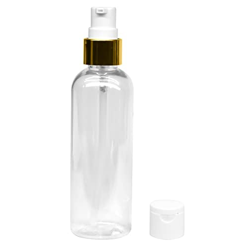 MAPPERZ Plastic Pump Bottle Dispenser, Portable Clear Cylindrical Shampoo Lotion Hand Pump Bottle, Durable Refillable Empty Containers for Massage Oil, Liquid Soap, with Flip Top Cap, 100ml, PC- 1