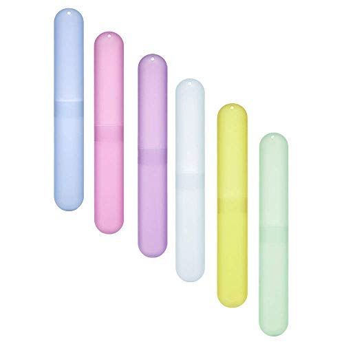 MAPPERZ Plastic Anti Bacterial Toothbrush Container/ Tooth Brush Travel Covers/ Case/ Holder/ Cases - Multicolor (Pack of 6)