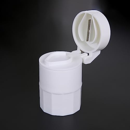 MAPPERZ Medicine Pill Crusher Container, Cutter and Grinder Splitter, Crushes Pills, Vitamins, Stainless Steel Blade, Drinking Cup, Multifunction 4 in 1 Portable Round Tablet Pulverizer, Random Color