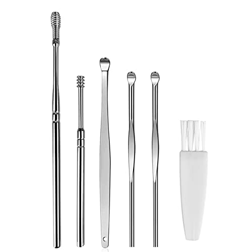 MAPPERZ Ear Wax Cleaner, Ear Wax Remover Tool Kit with Ear Curette Cleaner and Spring Ear Buds Cleaner, Resuable Ear Cleaner Tool Set with Storage Box, PC6, Pack Of 1 Set