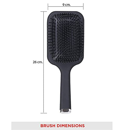MAPPERZ Hair Straightener Brush Large Square Air Cushion Detangle Paddle Brush with Ball Tip Bristles For Professional (Black)