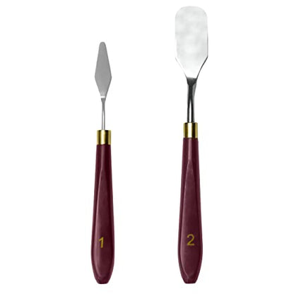 MAPPERZ Stainless Steel Artists Palette Knife Spatula Painting Mixing Scraper Thin and Flexible Art Tools for Oil Painting Acrylic Mixing- Face Painting Knife|Scrapping Knife, (No. 1, 2) Pack of 2