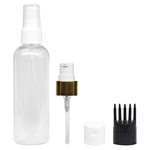 MAPPERZ 1 Cylindrical Shape Bottle Durable Refillable Containers With 1 Pump Bottles Dispenser, 1 Spray Atomizer, 1 Filp Top Cap And Root Comb Applicator, For Perfume, Liquids, Shampoo, Lotion, Cream