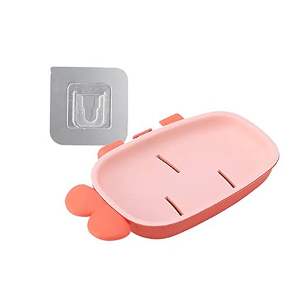 MAPPERZ Self Adhesive Cartoon Soap Case Bathtub Soap Box Wall Mounted Soap Stand Holder Dispenser for Bathroom Kitchen - (Random Color)