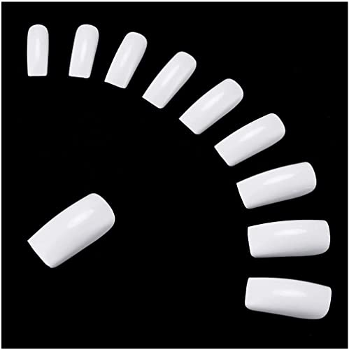 MAPPERZ 100 Fake False White Artificial Fingernail Nails Acrylic Tips Manicure Full Cover Nail Decorations for Women Girls, With Big Nail Glue For Acrylic Nails, Combo Of 100 Pc Nails & Nail Glue