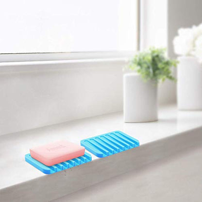 MAPPERZ Silicone Soap Dish Tray Saver Holder Drainer Shower Waterfall for Bathroom/Kitchen/Counter Top