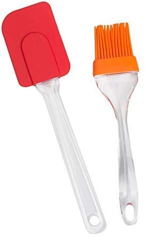 Mapperz Oil Brush for Cooking, Spatula and Pastry Brush Set, Silicon Brush for Kitchen |Silicon Heat Resistant Oil Brush with Spatula for Pastry Baking Cooking Grilling Easy and Durable (Set of 2)