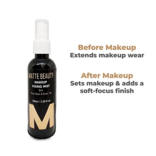 MAPPERZ Makeup Fixing Mist with Rose Water & Green Tea/Face Makeup Spray Long lasting Misty Finish Professional Makeup Fixer Spray for Face Makeup, 100ml