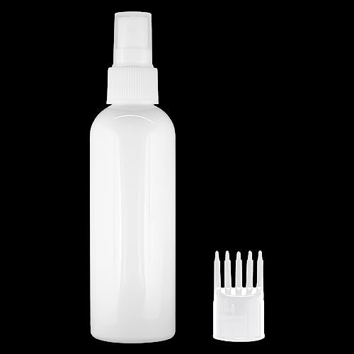 MAPPERZ Plastic Pump Bottle Spray Dispenser, With Root Comb Applicator, Clear Empty Fine Mist Plastic Mini Travel Cylindrical Bottle, Refillable Makeup Sprayer for Perfume, Liquids, Oil, White, PC-1