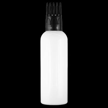 MAPPERZ Root Comb Applicator Empty Cylindrical Bottle, Ounce Applicator Bottle for Hair Oil Shampoo Medicine & Dye Bottle Applicator Brush Bottle, for Hair Root Comb Transparent Applicator,White, 1PC