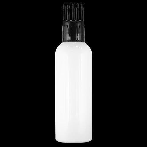 MAPPERZ Root Comb Applicator Empty Cylindrical Bottle, Ounce Applicator Bottle for Hair Oil Shampoo Medicine & Dye Bottle Applicator Brush Bottle, for Hair Root Comb Transparent Applicator,White, 1PC
