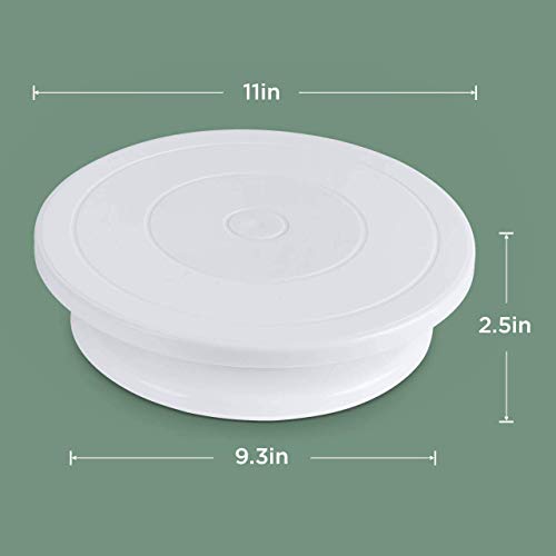 MAPPERZ 11 Inch Rotating Cake Turntable, Non-Slip Revolving Stand, Turns Smoothly, Sculpting Wheel, Baking Cake Cookies Cupcake Paint Spray, Displaying Decorating, With 4 Scrapper, Random Color, Pc-1
