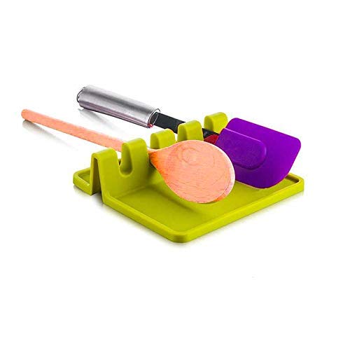 MAPPERZ Plastic Spatula Holder Storage Rack for Kitchen/ Rests Mat Stand Heat Resistant Cooking Spatula Holder Tray/ Gadget Cutlery Kitchen Rack - Green