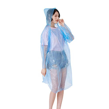MAPPERZ Unisex Disposable Emergency Ball Raincoat Poncho with Hook, Blue, Free Size
