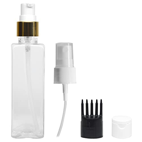 MAPPERZ 1 Rectangular Shape Bottle Durable Refillable Containers With 1 Pump Bottles Dispenser, 1 Spray Atomizer And Filp Top Cap, 1 Root Comb Applicator, For Perfume, Liquids, Shampoo, Lotion, Cream